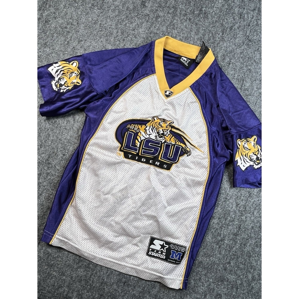 Vintage LSU Tigers Team Starter Mesh Football Jersey Youth 8-10 Years Old EUC‎